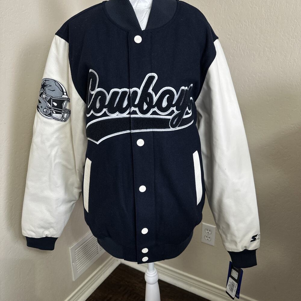 🔥Starter Dallas Cowboys Varsity Bomber Jacket‎ Men's Small Navy Blue MSRP $450